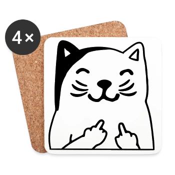 Du kannst mich mal Katze - Untersetzer (4er-Set) - Weiß - Vorne
