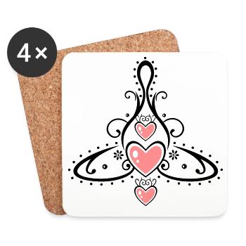 Symbole celtique, mère avec trois enfants. - Dessous de verre (lot de 4) - blanc - Devant