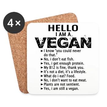 Vegan vegan - Coasters (set of 4) - white - Front