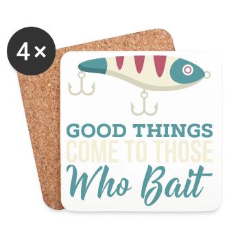 Dire de pêche aux carnassiers - Pêcheur sportif - Wobbler - Dessous de verre (lot de 4) - blanc - Devant