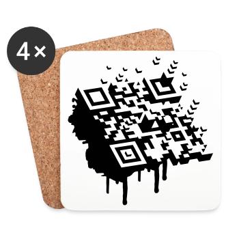 3D Barcode als Graffiti - Untersetzer (4er-Set) - Weiß - Vorne