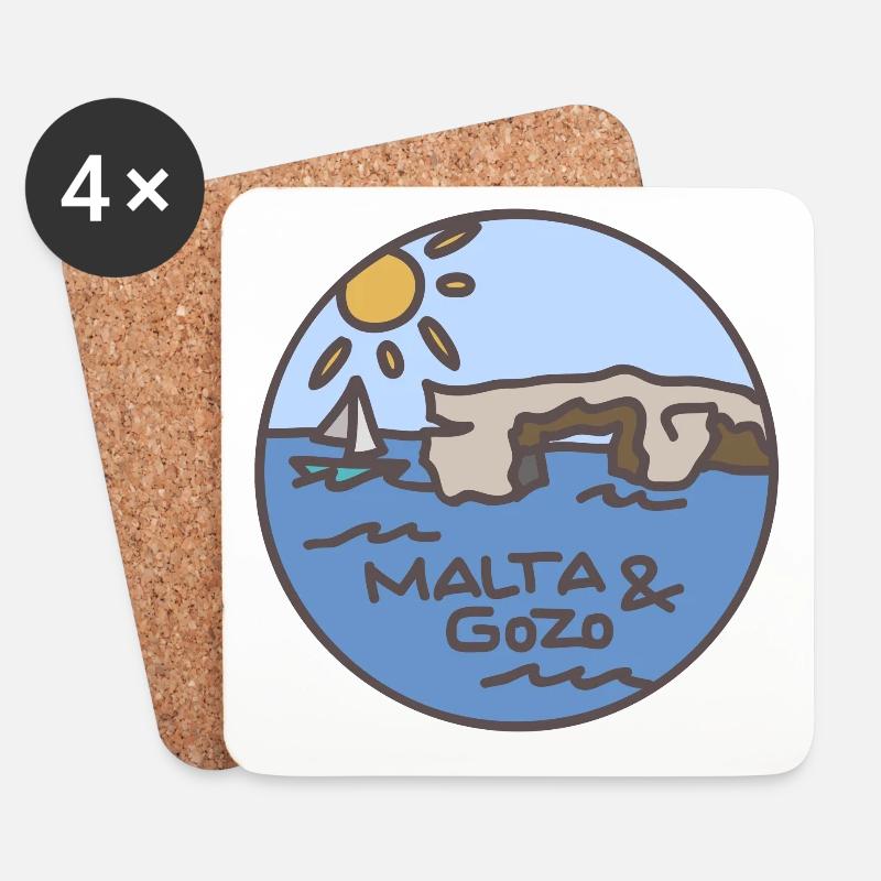 Malta / Gozo Illustration - Untersetzer (4er-Set) - Weiß