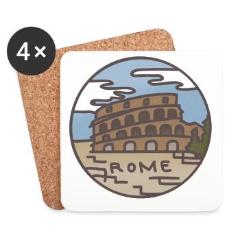 Rome (Italie) Illustration - Dessous de verre (lot de 4) - blanc - Devant