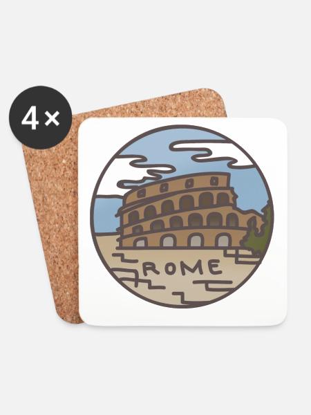 Rome (Italie) Illustration - Dessous de verre (lot de 4) - blanc