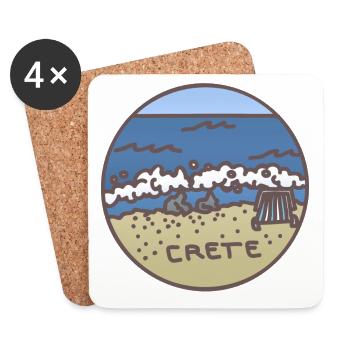 Kreta - Griechenland Illustration - Untersetzer (4er-Set) - Weiß - Vorne