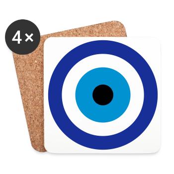 Blue Evil Eye - Coasters (set of 4) - white - Front