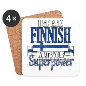 Finlande Drapeau Finlande Scandinavie Stockholm - Dessous de verre (lot de 4) - blanc - Devant
