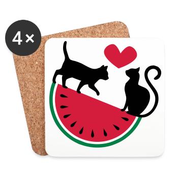 Melon Cat Love - Untersetzer (4er-Set) - Weiß - Vorne