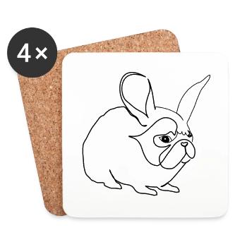 Hare or pug - Coasters (set of 4) - white - Front