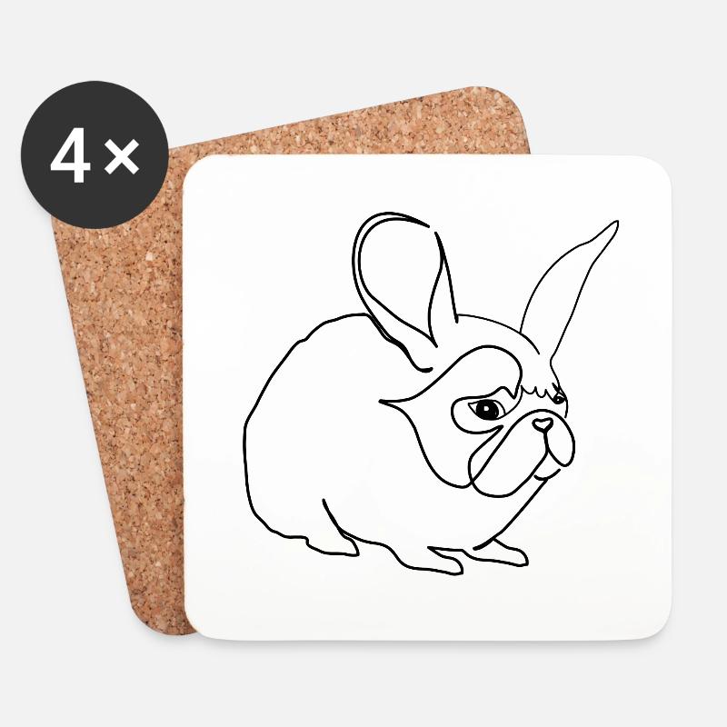 Hare or pug - Coasters (set of 4) - white