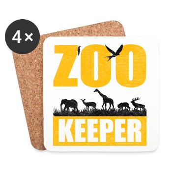 Zoo Zoologie Parc animalier Animaux animaux Safari Afrique - Dessous de verre (lot de 4) - blanc - Devant