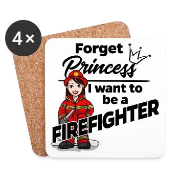 Feuerwehrfrau statt Prinzessin - Untersetzer (4er-Set) - Weiß - Vorne