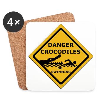 danger crocodiles - Coasters (set of 4) - white - Front