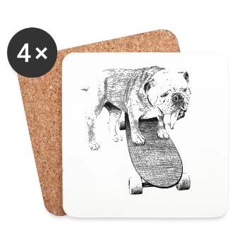 Bulldog Skateboard - Untersetzer (4er-Set) - Weiß - Vorne