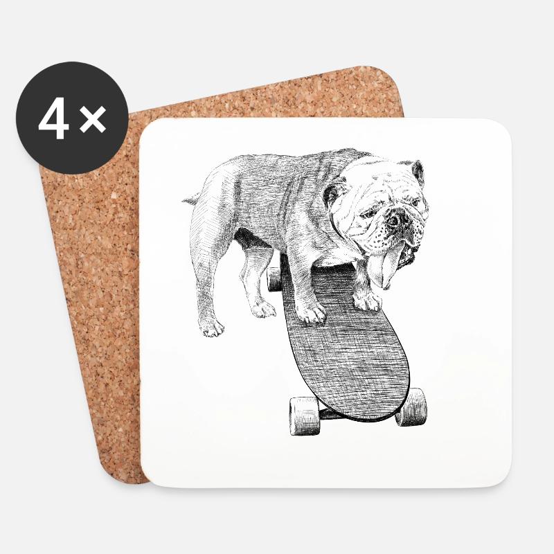 Bulldog Skateboard - Untersetzer (4er-Set) - Weiß
