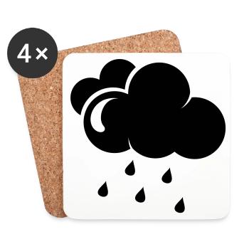Cloud with rain drops - Coasters (set of 4) - white - Front