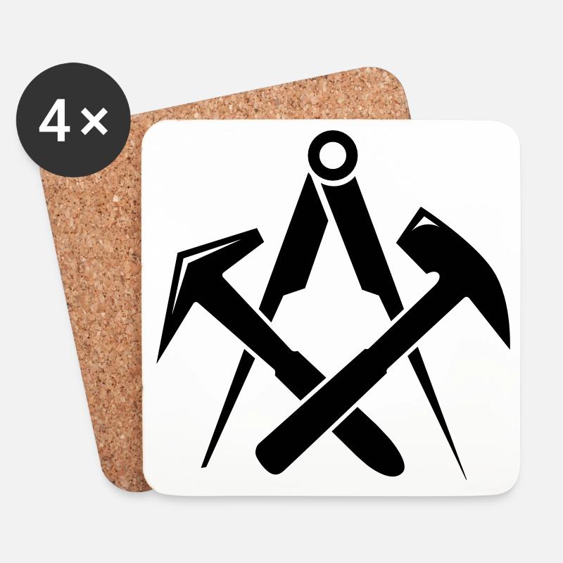 Dachdecker Zunftzeichen - Untersetzer (4er-Set) - Weiß