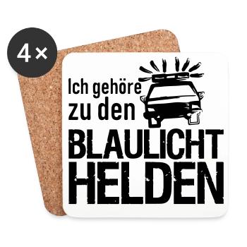 Blaulicht Polizei Feuerwehr Sanitäter Geschenk - Untersetzer (4er-Set) - Weiß - Vorne