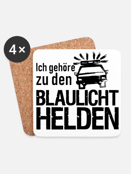Blaulicht Polizei Feuerwehr Sanitäter Geschenk - Untersetzer (4er-Set) - Weiß