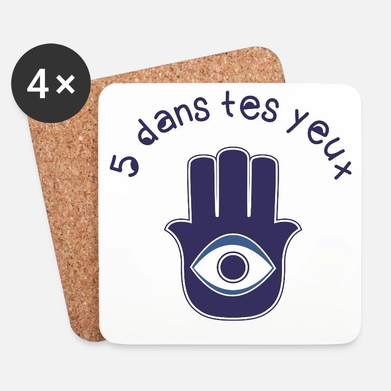 Khamsa: 5 in deinen Augen! - Untersetzer (4er-Set) - Weiß