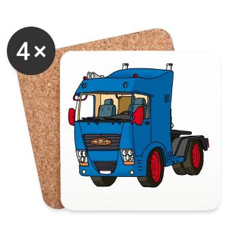 Tracteur bleu - Dessous de verre (lot de 4) - blanc - Devant