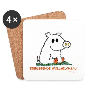 Légende des oeufs Wollmilchsau - Dessous de verre (lot de 4) - blanc - Devant