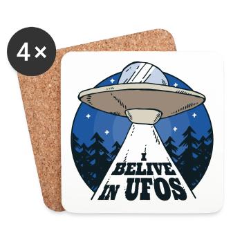 Ufo spaceship sci fi gift alien cartoon - Coasters (set of 4) - white - Front