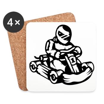 Un coureur de kart - Dessous de verre (lot de 4) - blanc - Devant