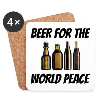 Bouteilles de bière bière monde paix cadeau - Dessous de verre (lot de 4) - blanc - Devant