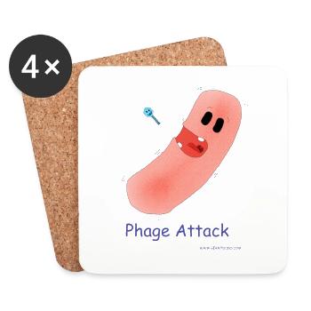 Phage Attack - Bacteria & Bacteriophage - Coasters (set of 4) - white - Front