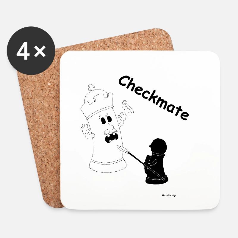 Checkmate / Schachmatt - Untersetzer (4er-Set) - Weiß