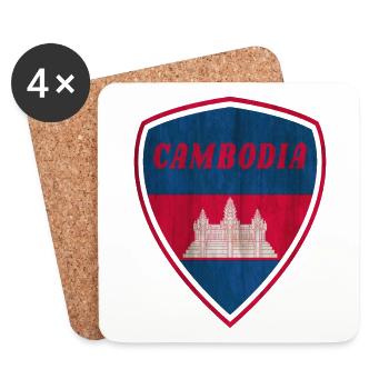 Cambodge Armoiries vintage retro / cadeau drapeau - Dessous de verre (lot de 4) - blanc - Devant