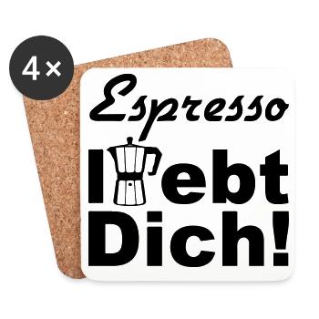 Espresso Kaffee Spruch lustig Geschenk - Untersetzer (4er-Set) - Weiß - Vorne