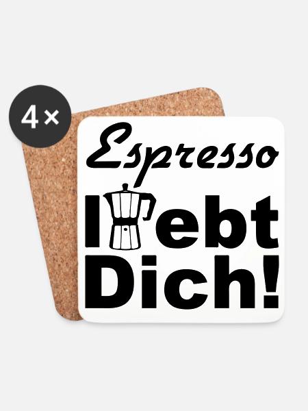 Espresso Kaffee Spruch lustig Geschenk - Untersetzer (4er-Set) - Weiß