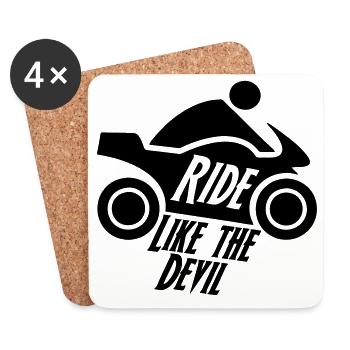Cadeau motard moto motocycliste - Dessous de verre (lot de 4) - blanc - Devant