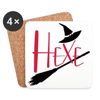 Hexe fliegender Hexenbesen - Untersetzer (4er-Set) - Weiß - Vorne