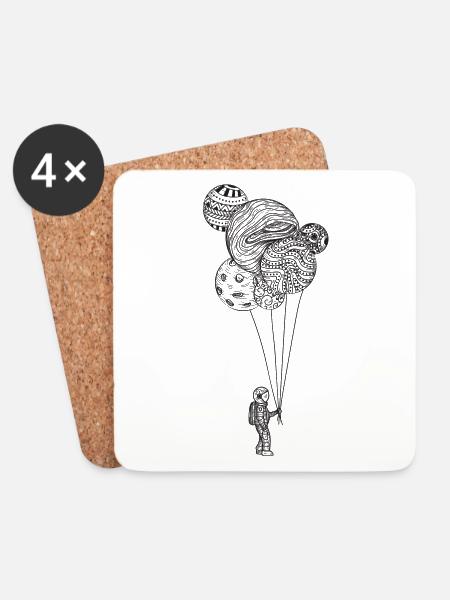Astronaut Ballon - Untersetzer (4er-Set) - Weiß