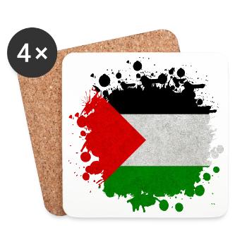 Palestine Taches de drapeau cadeau - Dessous de verre (lot de 4) - blanc - Devant