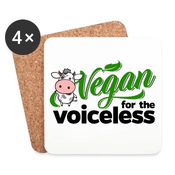 Végétarien végétalien pour les sans voix (vache) - Dessous de verre (lot de 4) - blanc - Devant