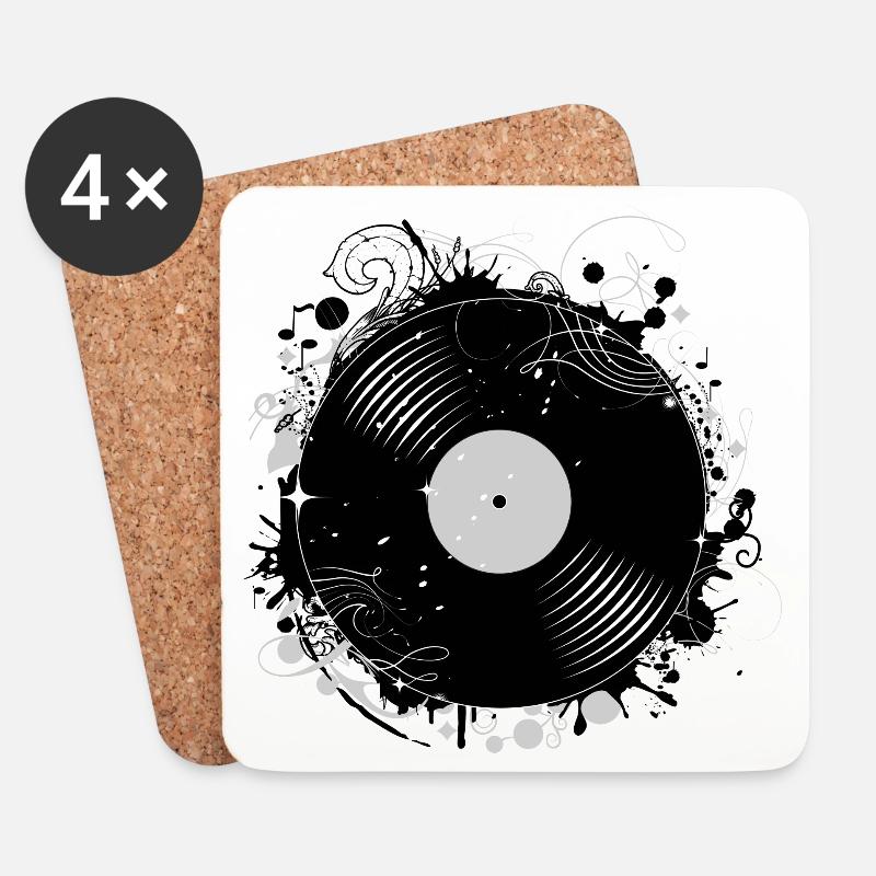 Schallplatte im Graffiti Design - Untersetzer (4er-Set) - Weiß