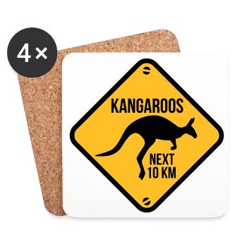 australie - australia - kangourou - Dessous de verre (lot de 4) - blanc - Devant