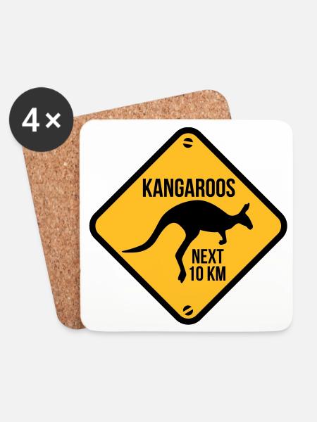 australie - australia - kangourou - Dessous de verre (lot de 4) - blanc