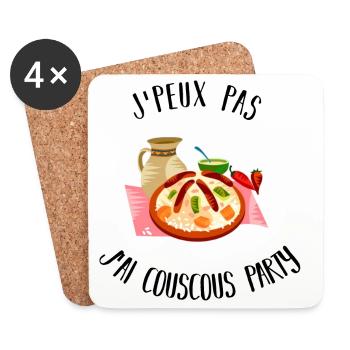 J'peux Pas J'ai Couscous Party  - Dessous de verre (lot de 4) - blanc - Devant