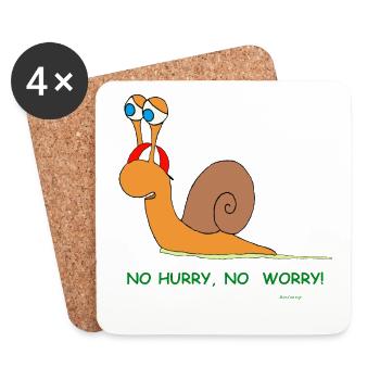 Humorvolle Schnecke mit Spruch - relaxed - Untersetzer (4er-Set) - Weiß - Vorne