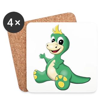 sitzender süßer Dino - Untersetzer (4er-Set) - Weiß - Vorne