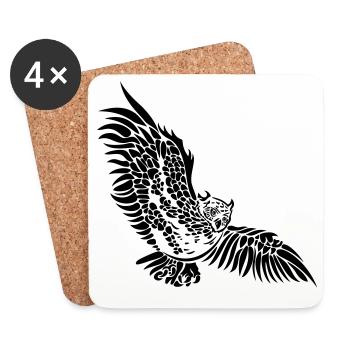 Owl wing owl owl night owl - Coasters (set of 4) - white - Front