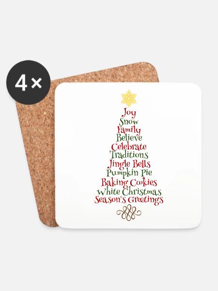 Weinachtsbaum Wörter Englisch Geschenk Stern Xmas - Untersetzer (4er-Set) - Weiß