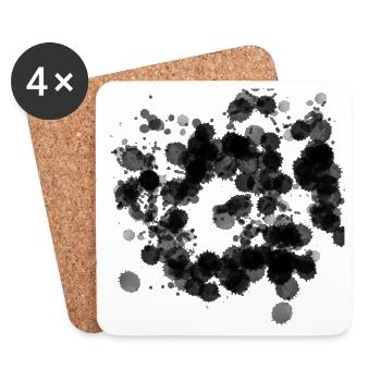 Taches de couleur abstraites – Noir et élégant - Dessous de verre (lot de 4) - blanc - Devant
