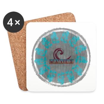 Ozeanwellen mit Vintage - Wellen - Schriftzug Surf - Untersetzer (4er-Set) - Weiß - Vorne