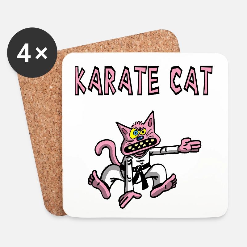 Pink und Karate - Untersetzer (4er-Set) - Weiß